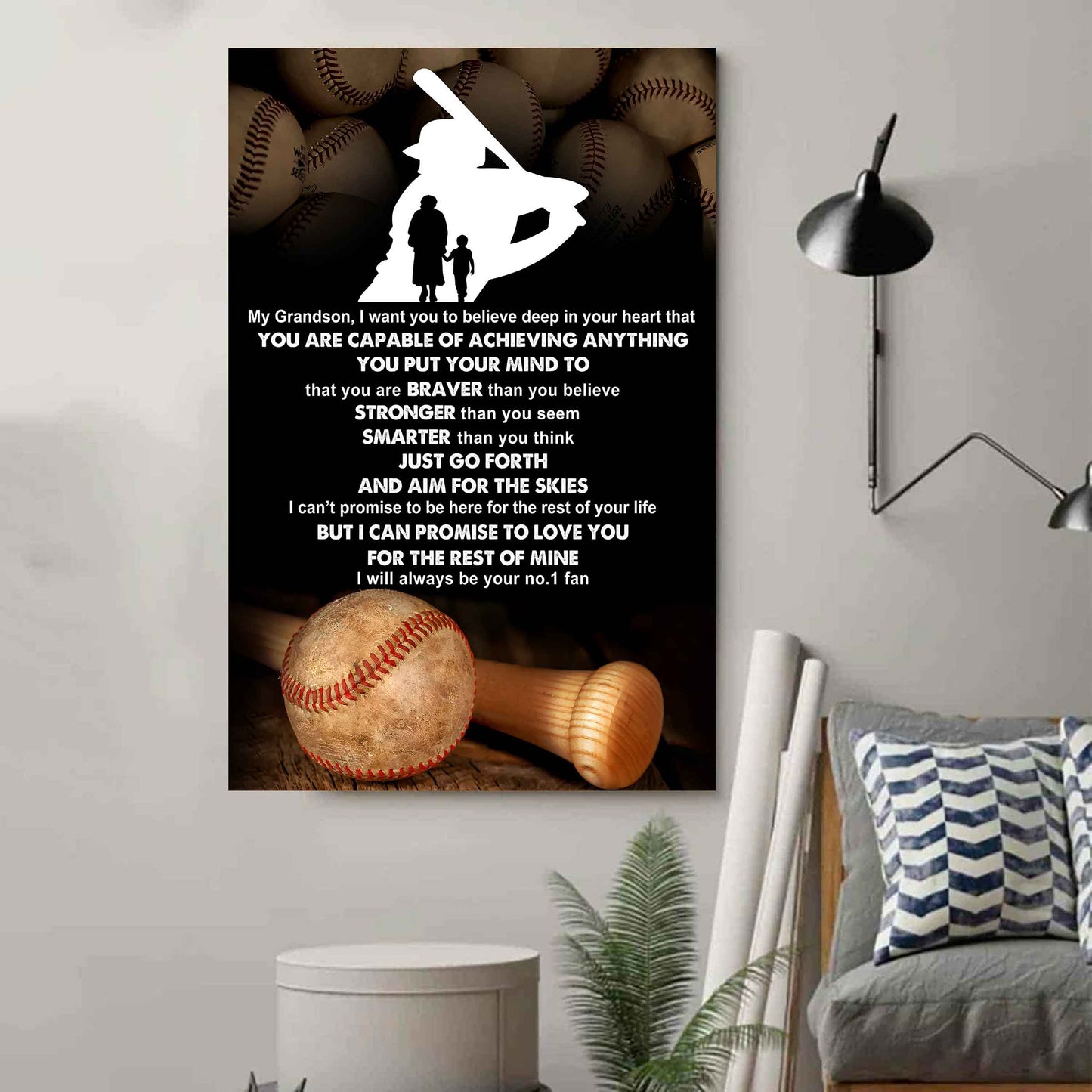 Tennis Poster Canvas Grandma To Grandson - That You Are Braver Than You Believe You Are Capable Of I Will Always Your No 1 Fan