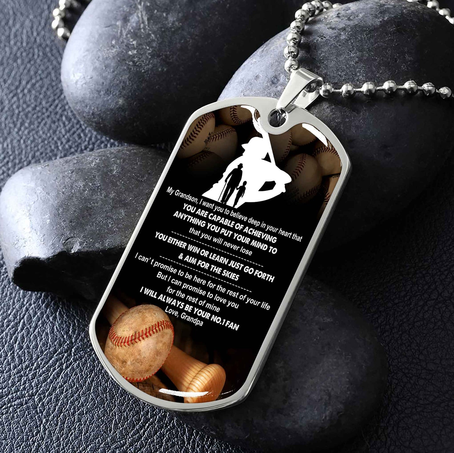 Sport Military Chain 18K Gold Plated Silver Plated To My Grandson From Grandpa Motivation Message I Will Always Be Your No 1 Fan