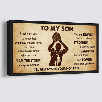 Personalized Sport Poster Canvas I'll Be Your No 1 Fan Dad To Son - Whisper Back I'm The Storm