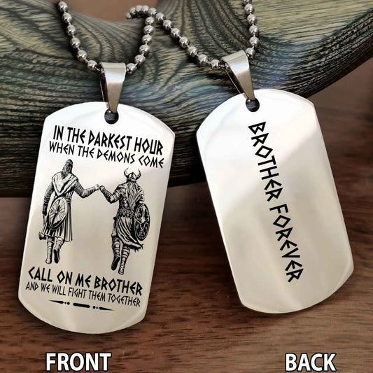 Viking customizable engraved black dog tag NAG double sided gift from brother, brother forevers