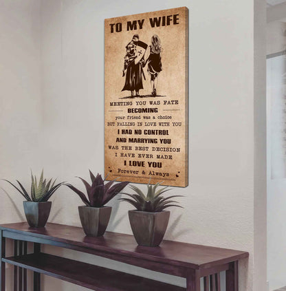 Samurai Poster Canvas To My Wife Meeting You Was Fate - I Love You Forever And Always Gift For Your Wife