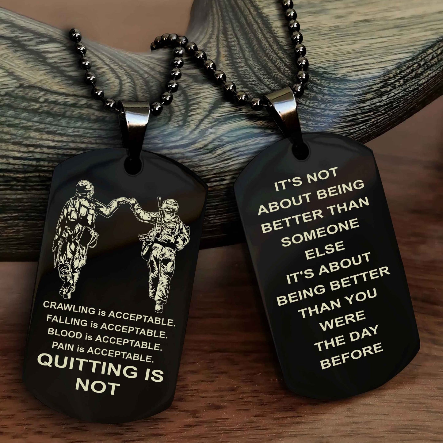 Spartan Double Sided Dog Tag Quiting Is Not It Is About Being Better Than You Were The Day Before