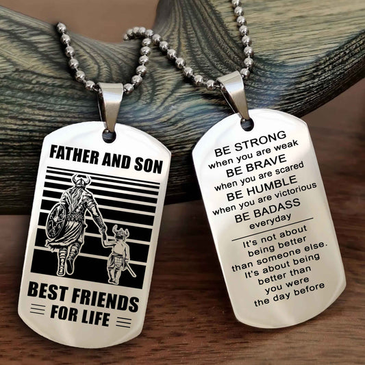 New Viking Double Side Dog Tag Father And Son Best Friends For Life From Dad To Son With Message On The Back Gift For Your Son