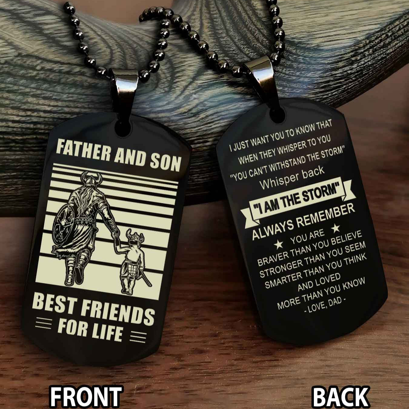 Knight Templar Personalized Double Sided Dog Tag Silver To My Son I Love You - Whisper Back I'm The Storm