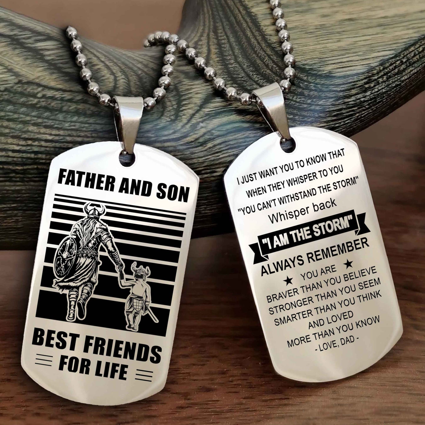 New Viking Double Side Dog Tag Father And Son Best Friends For Life From Dad To Son With Message On The Back Gift For Your Son