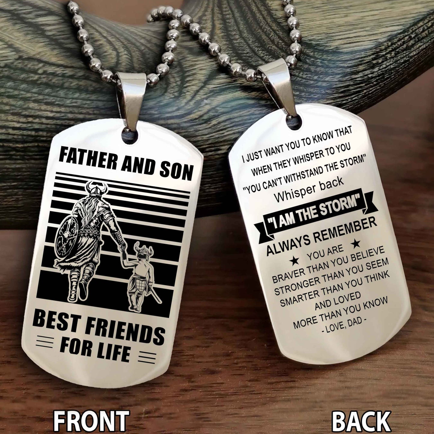 Knight Templar Personalized Double Sided Dog Tag Silver To My Son I Love You - Whisper Back I'm The Storm
