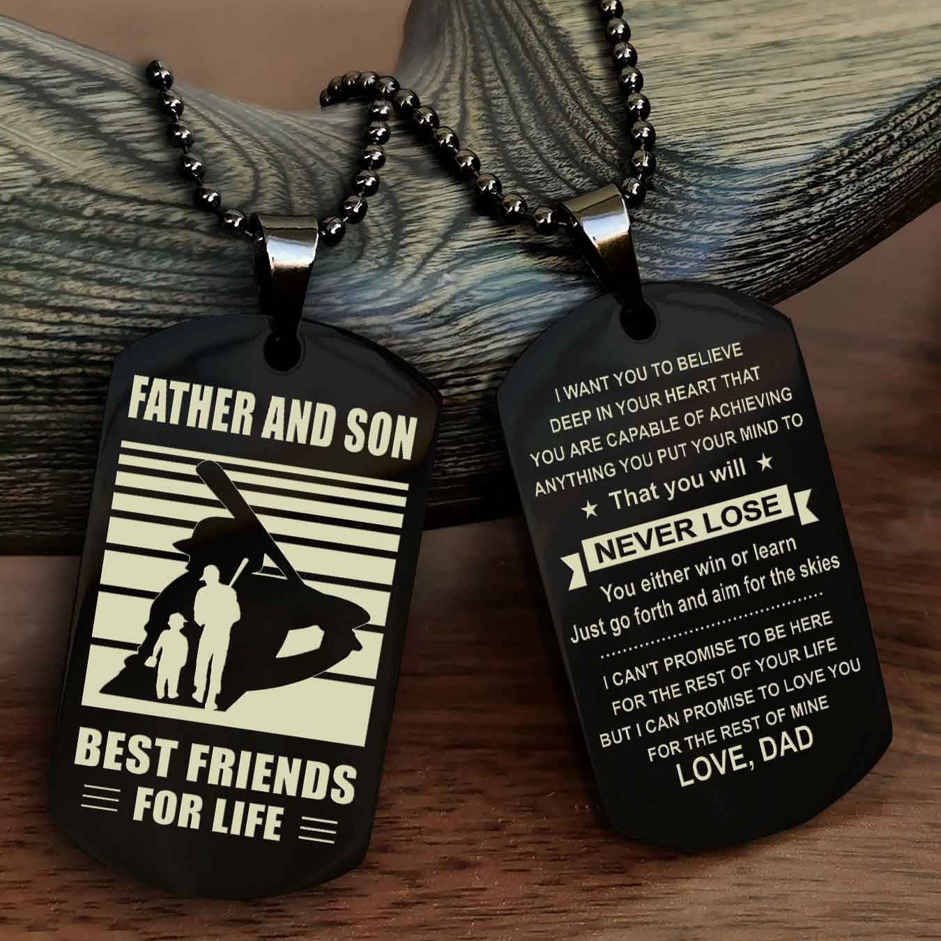 Sport Personalized Double Sided Dog Tag Father And Son Best Friend For Life - You Will Never Lose You Either Win Or Learn
