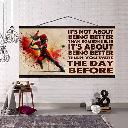 Water Color Woman Basketball Poster Canvas It Is Not About Being Better Than Someone Else Gift For Your Loving Woman