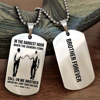 TWD Customizable engraved black dog tag double sided gift from brother, brother forevers