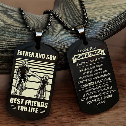Viking Personalized Double Sided Dog Tag Silver To My Son I Love You - Enjoy The Ride And Never Forget Your Way Back Home From