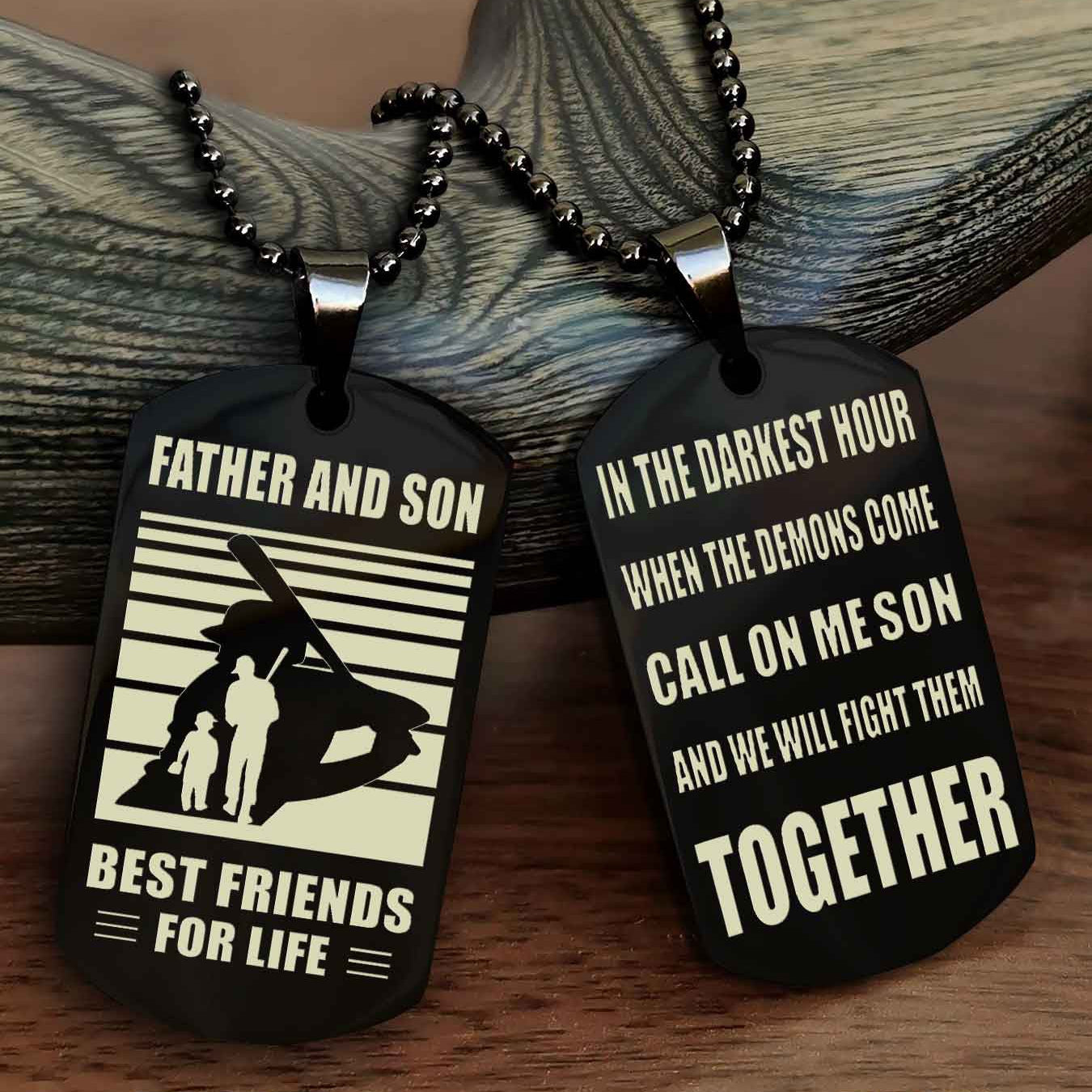 Sport Personalized Double Sided Dog Tag Father And Son Best Friend For Life - Call On Me Son