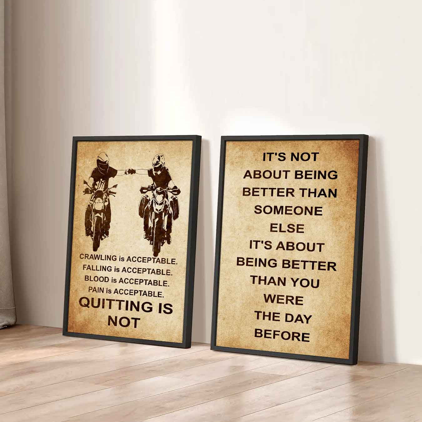 Combo 2 DRB Poster Canvas Quitting Is Not - It's Not About Being Better Than Someone Else It's About Being Better Than You Were The Day Before