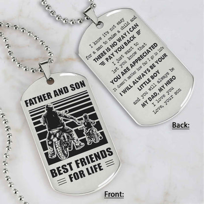 Customized Family Double Side Dog Tag Father And Son Best Friend For Life I Know It's Not Easy - I Will Always Be Your Little Boy Gift From Son To Dad Father's Day Gift