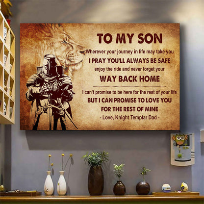 Knight Templar Poster Canvas Your Way Back Home From Dad To Son Gift For Your Son