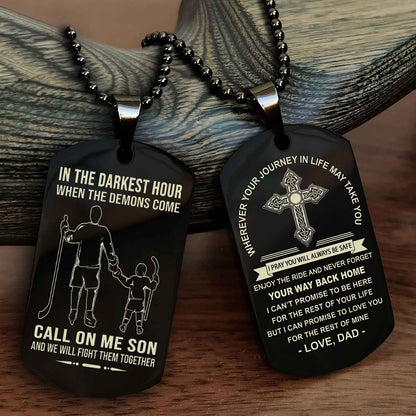 DRB Double Sided Cross Dog Tag Call On Me Son - Gift For Son From Dad Your Way Back Home