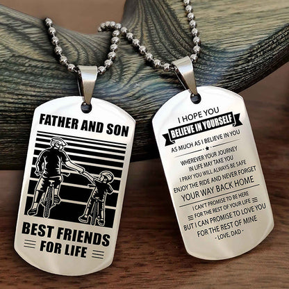 Viking Personalized Double Sided Dog Tag Silver To My Son I Love You - Enjoy The Ride And Never Forget Your Way Back Home From