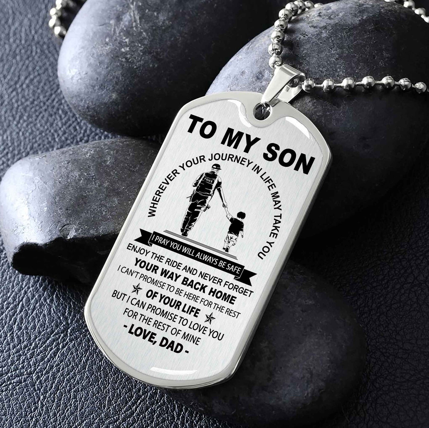 DRB Military Chain 18K Gold Plated Silver Plated To My Son Never Forget Your Way Back Home
