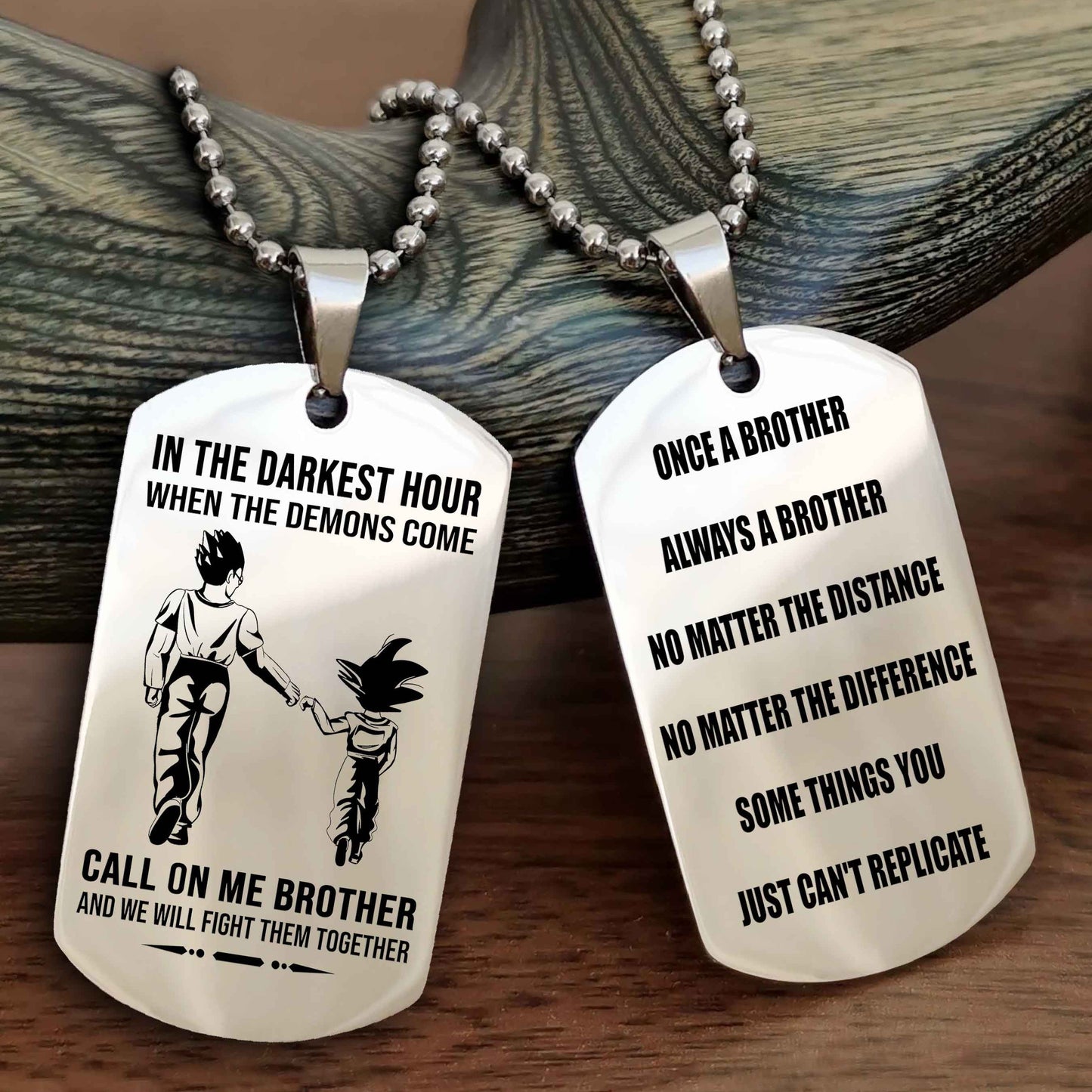 Customizable engraved dog tag double sided gift from brother Once A Brother Always A Brother