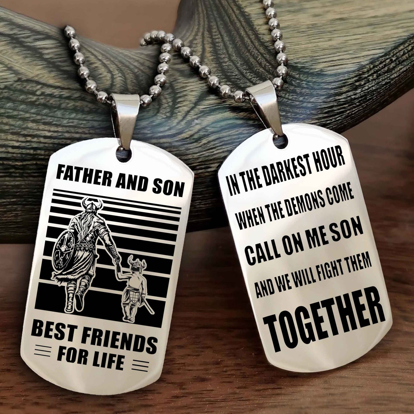 New Viking Double Side Dog Tag Father And Son Best Friends For Life From Dad To Son With Message On The Back Gift For Your Son