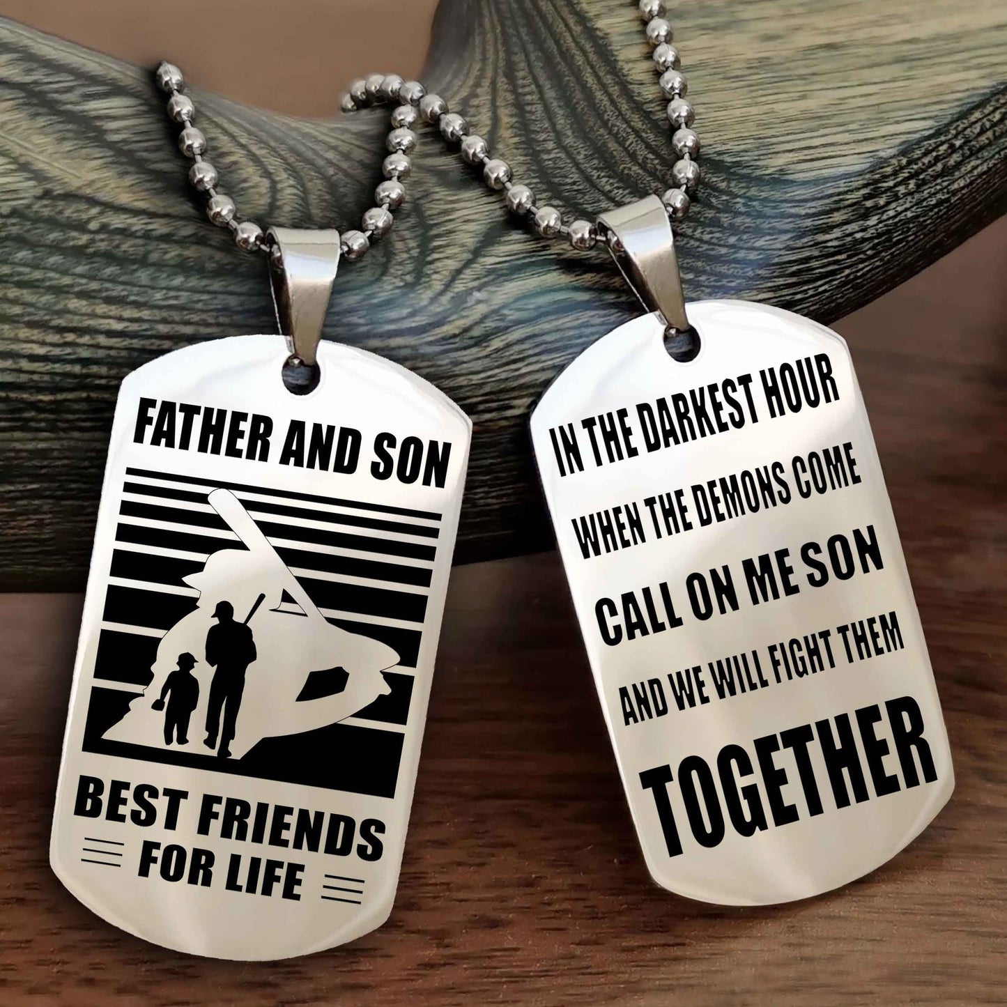 Sport Personalized Double Sided Dog Tag Father And Son Best Friend For Life - Call On Me Son