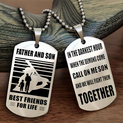 Sport Personalized Double Sided Dog Tag Father And Son Best Friend For Life - Call On Me Son