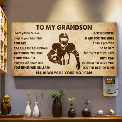 Personalized Sport Poster Canvas I'll Be Your No 1 Fan Grandpa To Grandson - You Will Never Lose You Either Win Or Learn