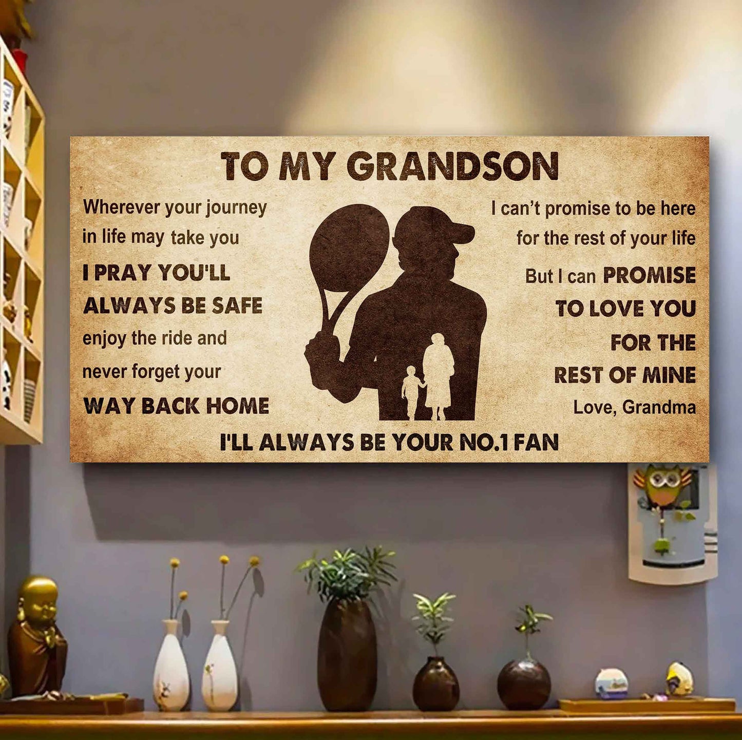 Personalized Sport Poster Canvas I'll Be Your No 1 Fan Grandma To Grandson - Never Forget Your Way Back Home