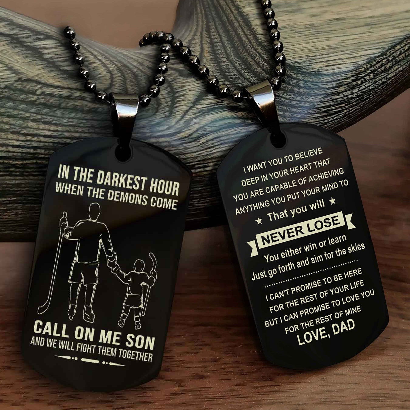 DRB Double Sided Dog Tag Call On Me Son - Gift For Son From Dad You Will Never Lose You Either Win Or Learn