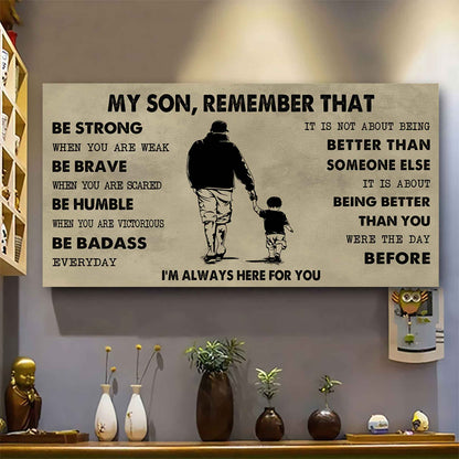 Personalized Sport Poster Canvas - My Son Remember That Be Strong When You Are Weak Be Badass Everyday