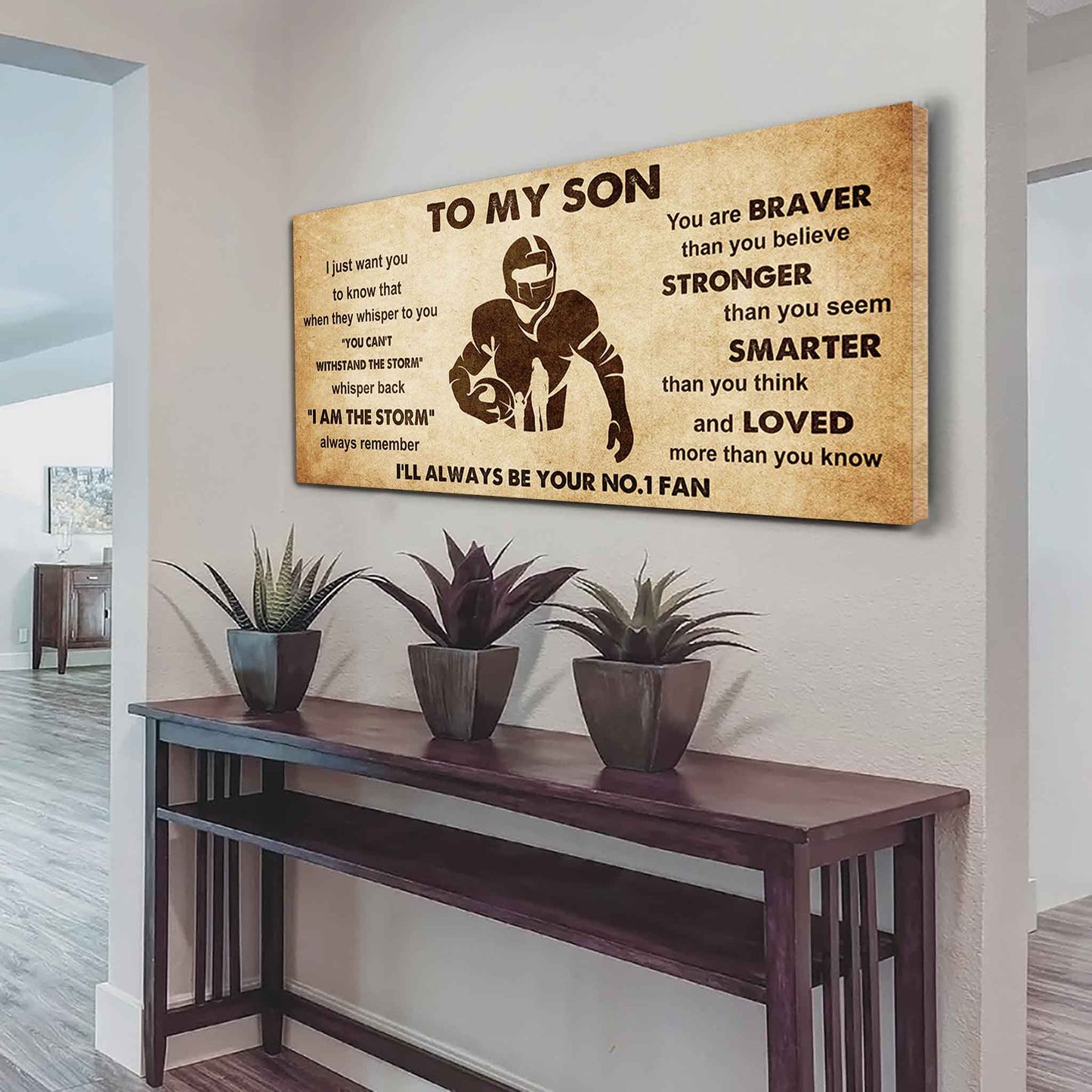 Personalized Sport Poster Canvas I'll Be Your No 1 Fan Mom To Son - Whisper Back I'm The Storm