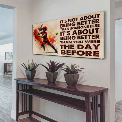 Water Color Woman Basketball Poster Canvas It Is Not About Being Better Than Someone Else Gift For Your Loving Woman