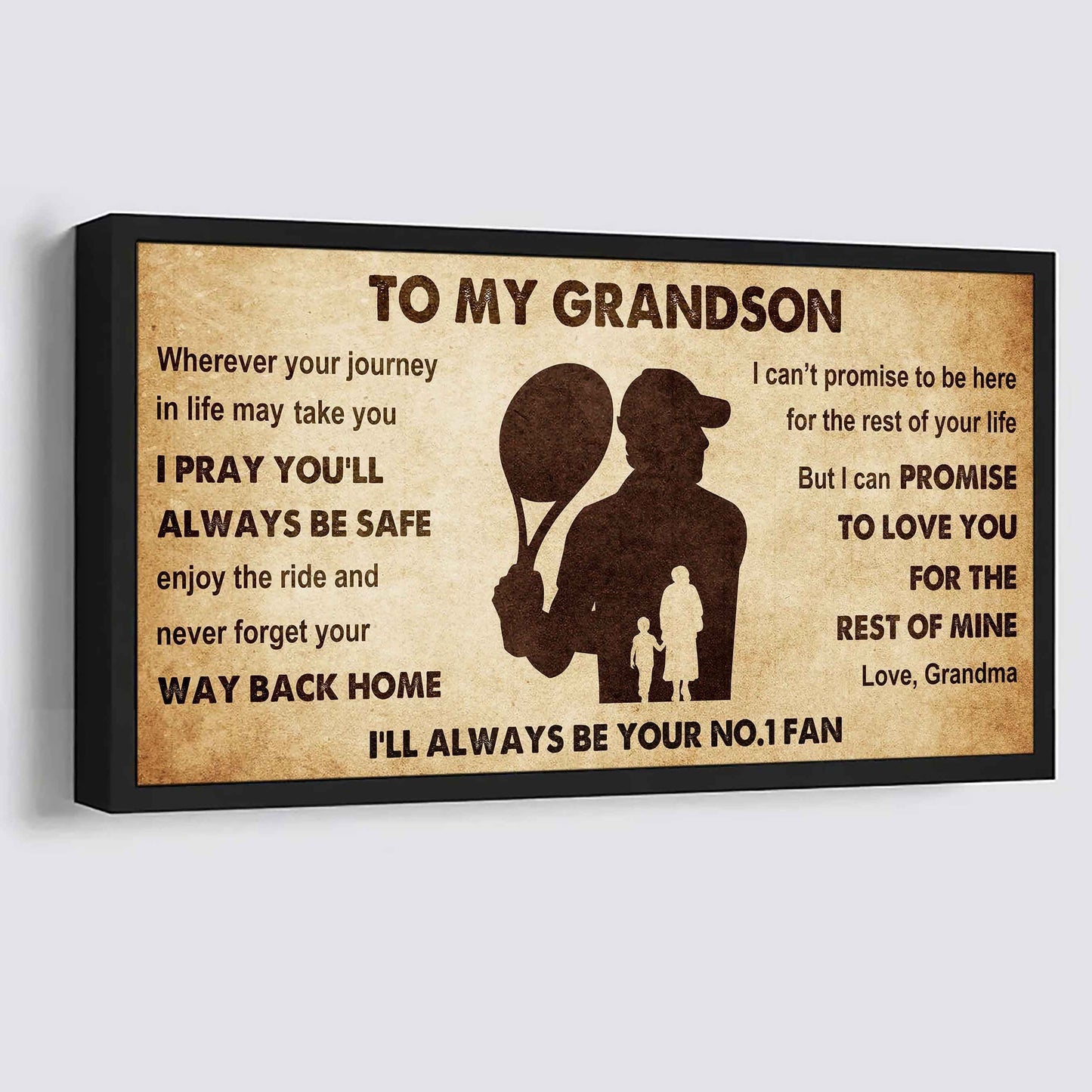 Personalized Sport Poster Canvas I'll Be Your No 1 Fan Grandma To Grandson - Never Forget Your Way Back Home