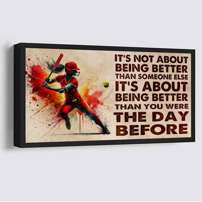 Water Color Woman Basketball Poster Canvas It Is Not About Being Better Than Someone Else Gift For Your Loving Woman