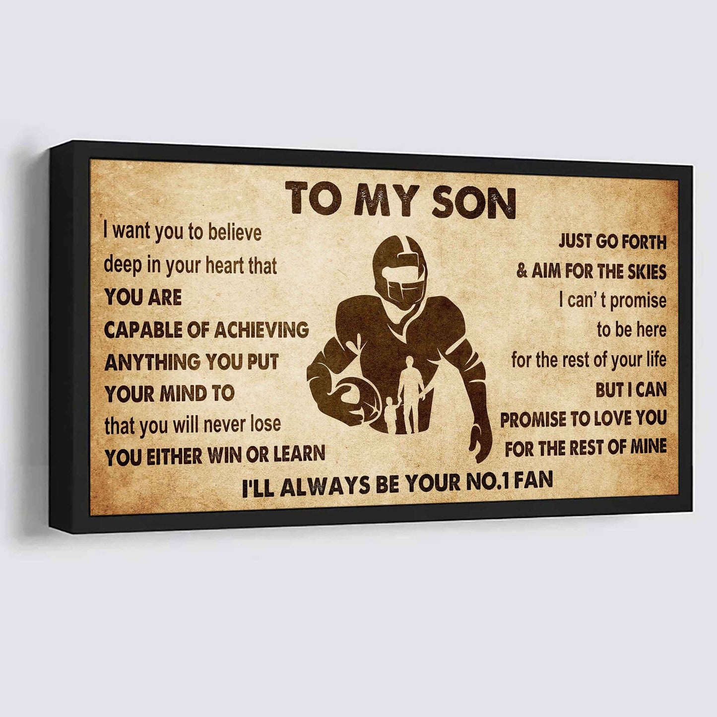 Personalized Sport Poster Canvas I'll Be Your No 1 Fan Dad To Son - You Will Never Lose You Either Win Or Learn