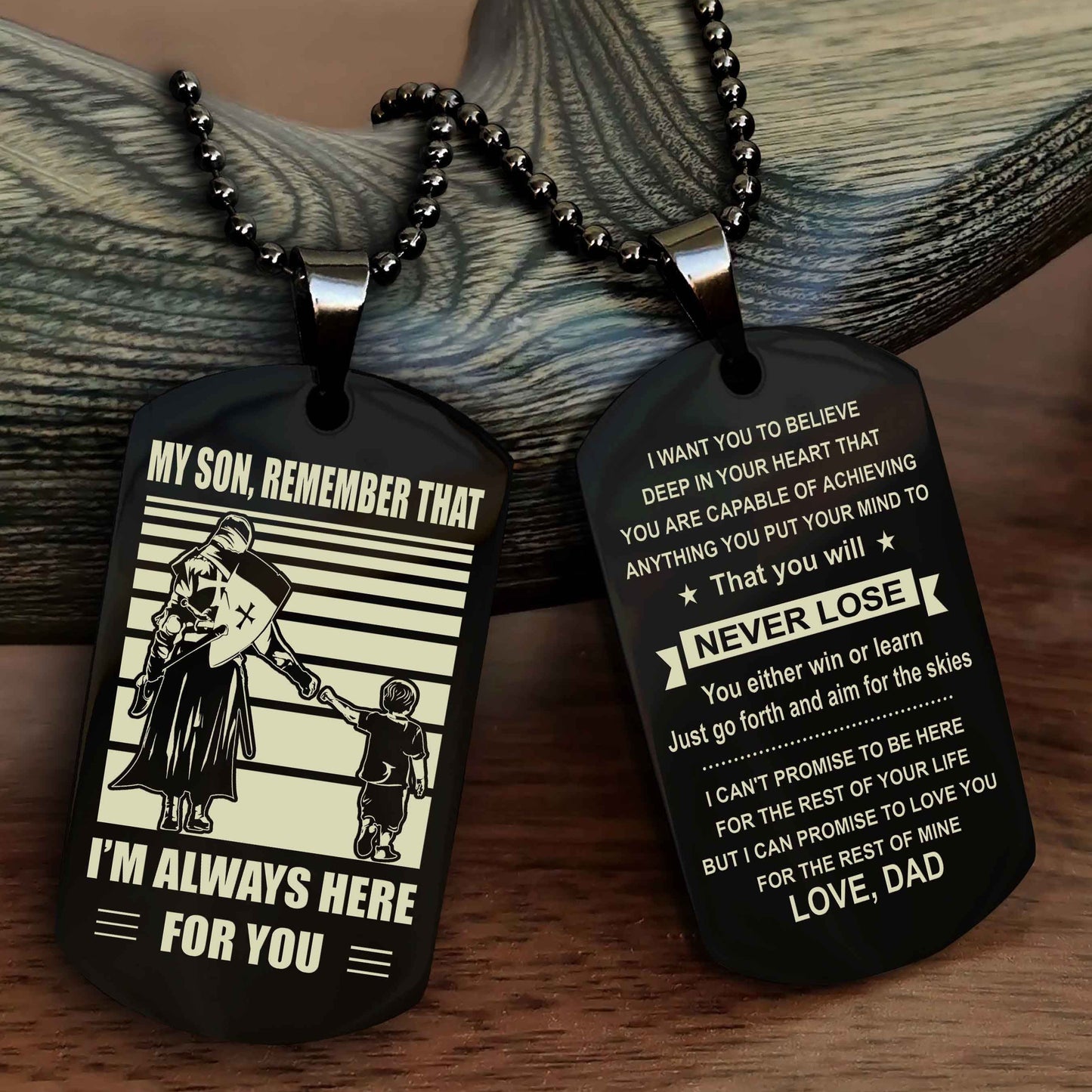 DRB Personalized Double Sided Dog Tag My Son Remember That I Will Always Here You Will Never Lose You Either Win Or Learn
