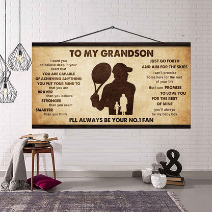 Personalized Sport Poster Canvas I'll Be Your No 1 Fan Grandma To Grandson - That You Are Braver Than You Believe Just Go Forth