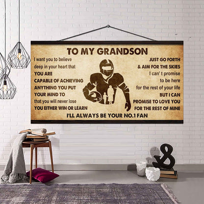 Personalized Sport Poster Canvas I'll Be Your No 1 Fan Grandma To Grandson - You Will Never Lose You Either Win Or Learn