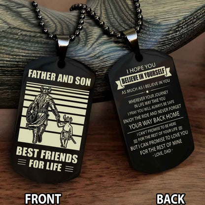 Knight Templar Personalized Double Sided Dog Tag Black To My Son I Love You - Enjoy The Ride And Never Forget Your Way Back Home From