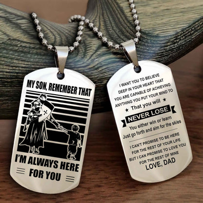 DRB Personalized Double Sided Dog Tag My Son Remember That I Will Always Here You Will Never Lose You Either Win Or Learn
