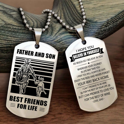 New Viking Double Side Dog Tag Father And Son Best Friends For Life From Dad To Son With Message On The Back Gift For Your Son
