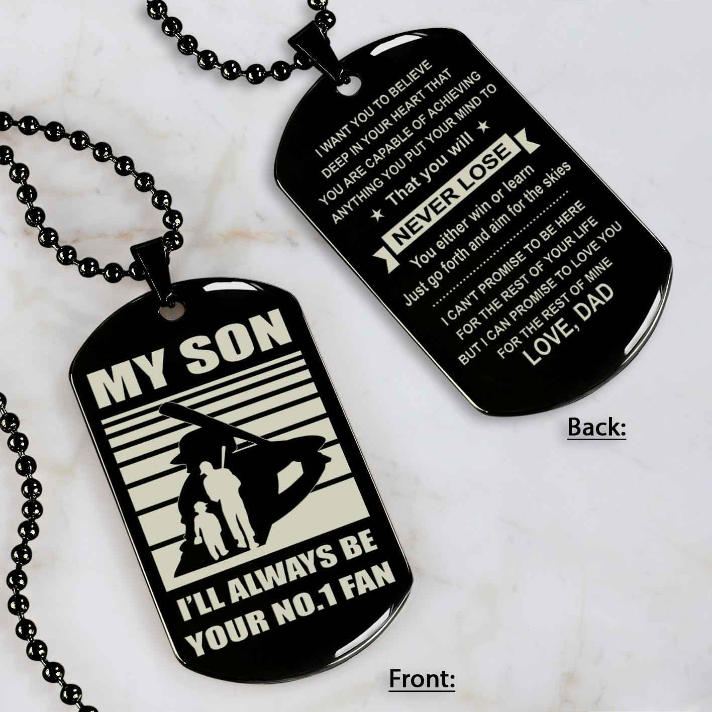 Sport Personalized Double Sided Dog Tag I Will Always Be Your No 1 Fan - You Will Never Lose Gift From Dad To Son