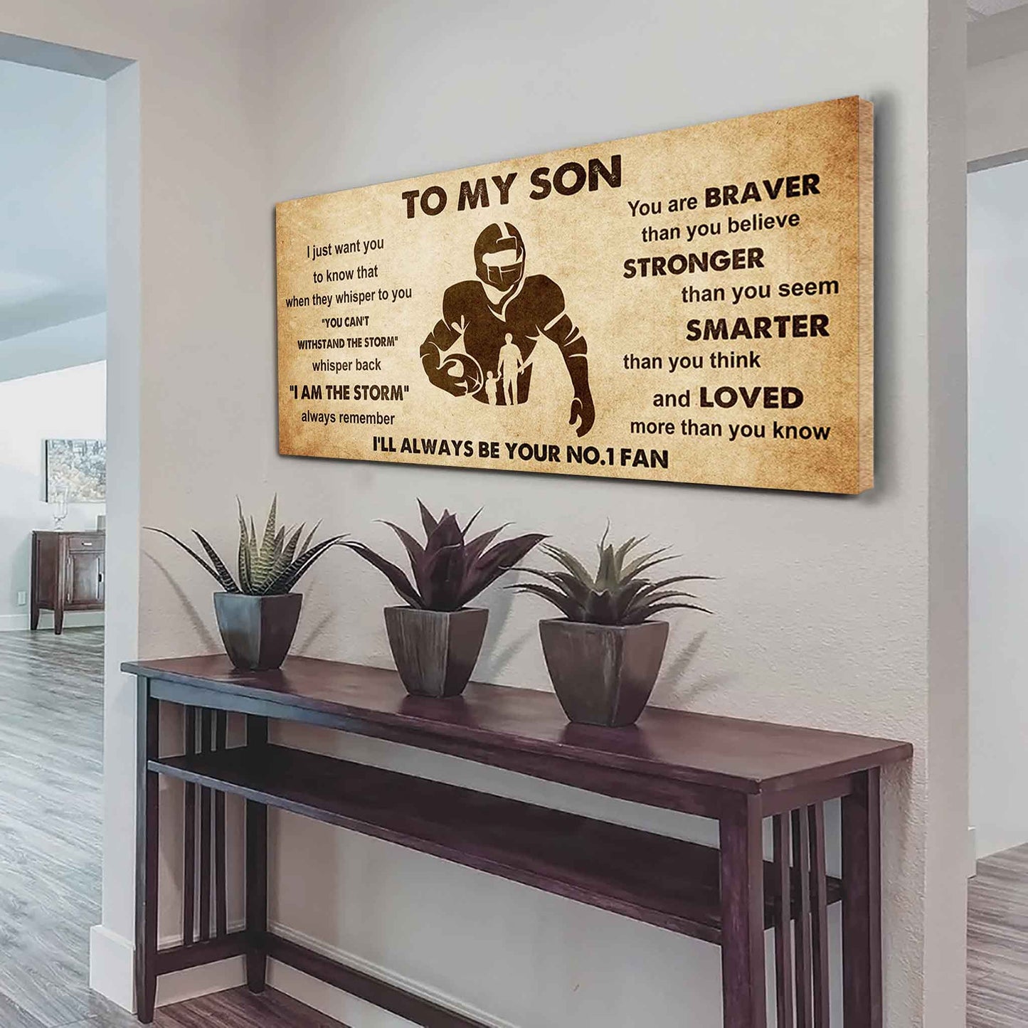 Personalized Sport Poster Canvas I'll Be Your No 1 Fan Dad To Son - Whisper Back I'm The Storm