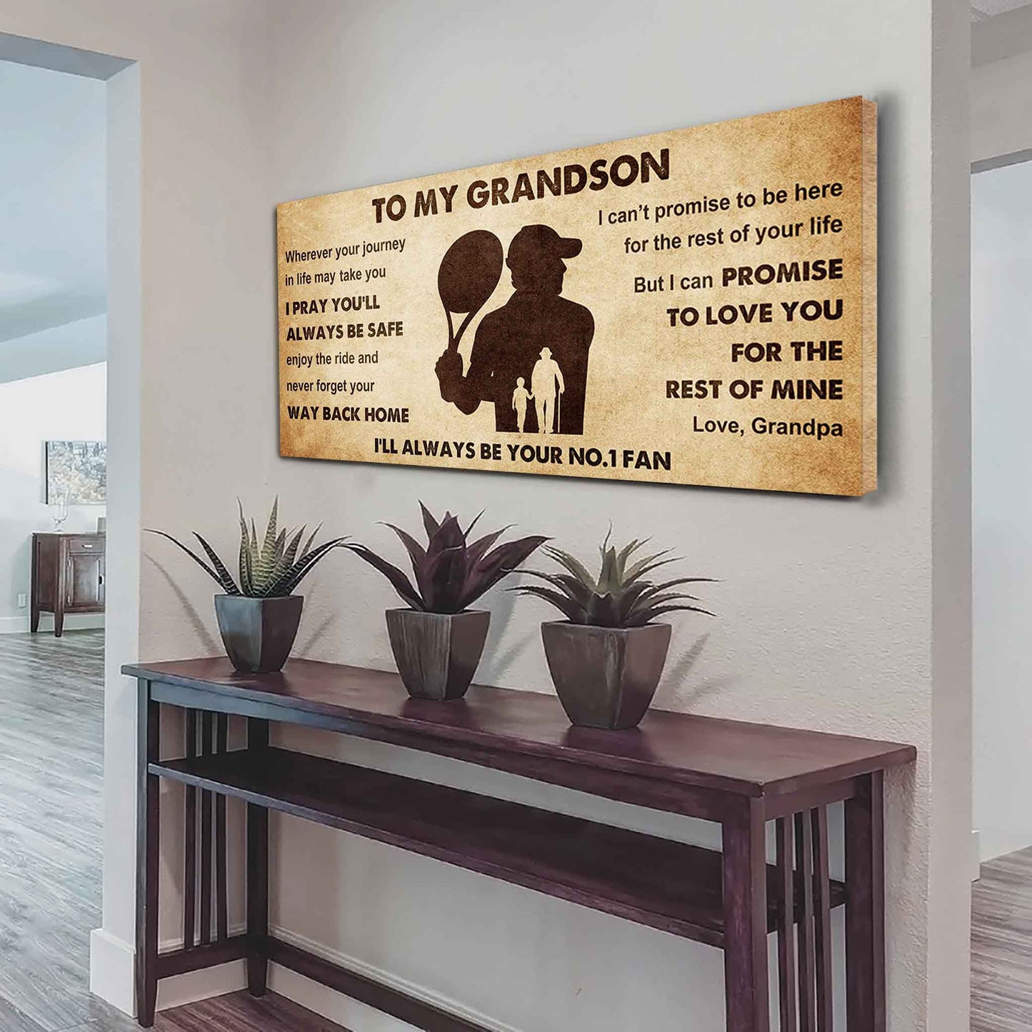 Personalized Sport Poster Canvas I'll Be Your No 1 Fan Grandpa To Grandson - Never Forget Your Way Back Home