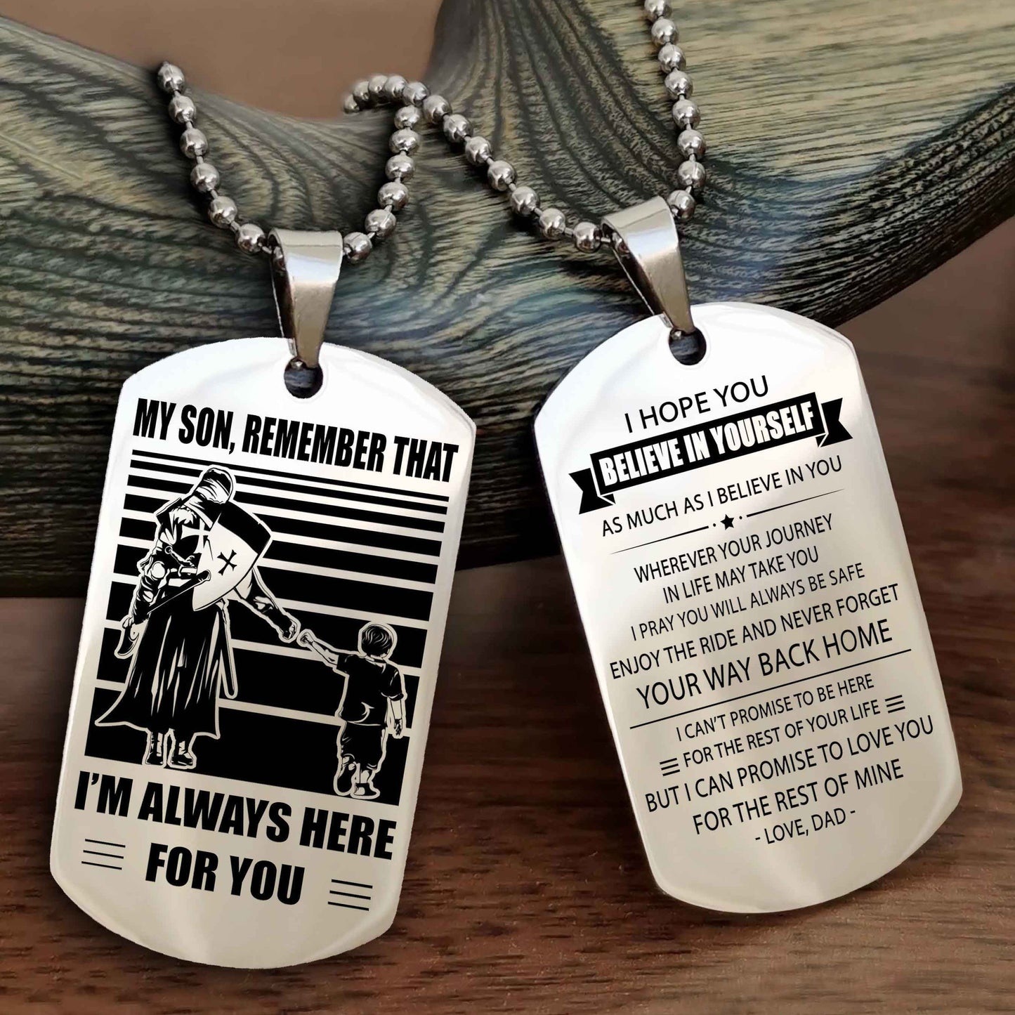 DRB Personalized Double Sided Dog Tag My Son Remember That I Will Always Here Never Forget Your Way Back Home