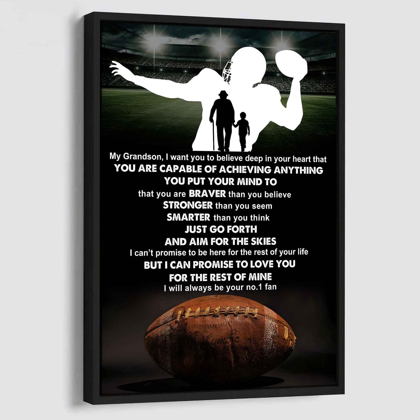 Soccer Poster Canvas Grandpa To Grandson - That You Are Braver Than You Believe You Are Capable Of I Will Always Your No 1 Fan