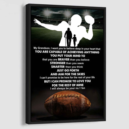 Soccer Poster Canvas Grandpa To Grandson - That You Are Braver Than You Believe You Are Capable Of I Will Always Your No 1 Fan