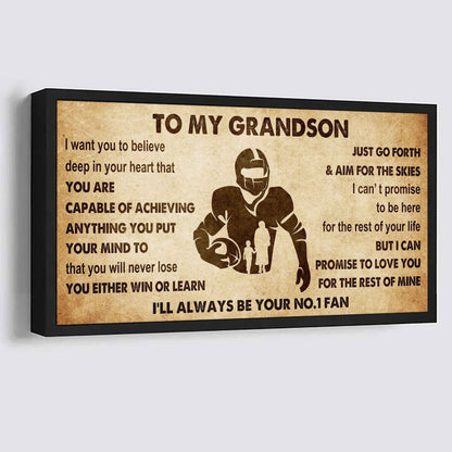 Personalized Sport Baseball Poster Canvas I'll Be Your No 1 Fan Grandma To Grandson - You Will Never Lose You Either Win Or Learn