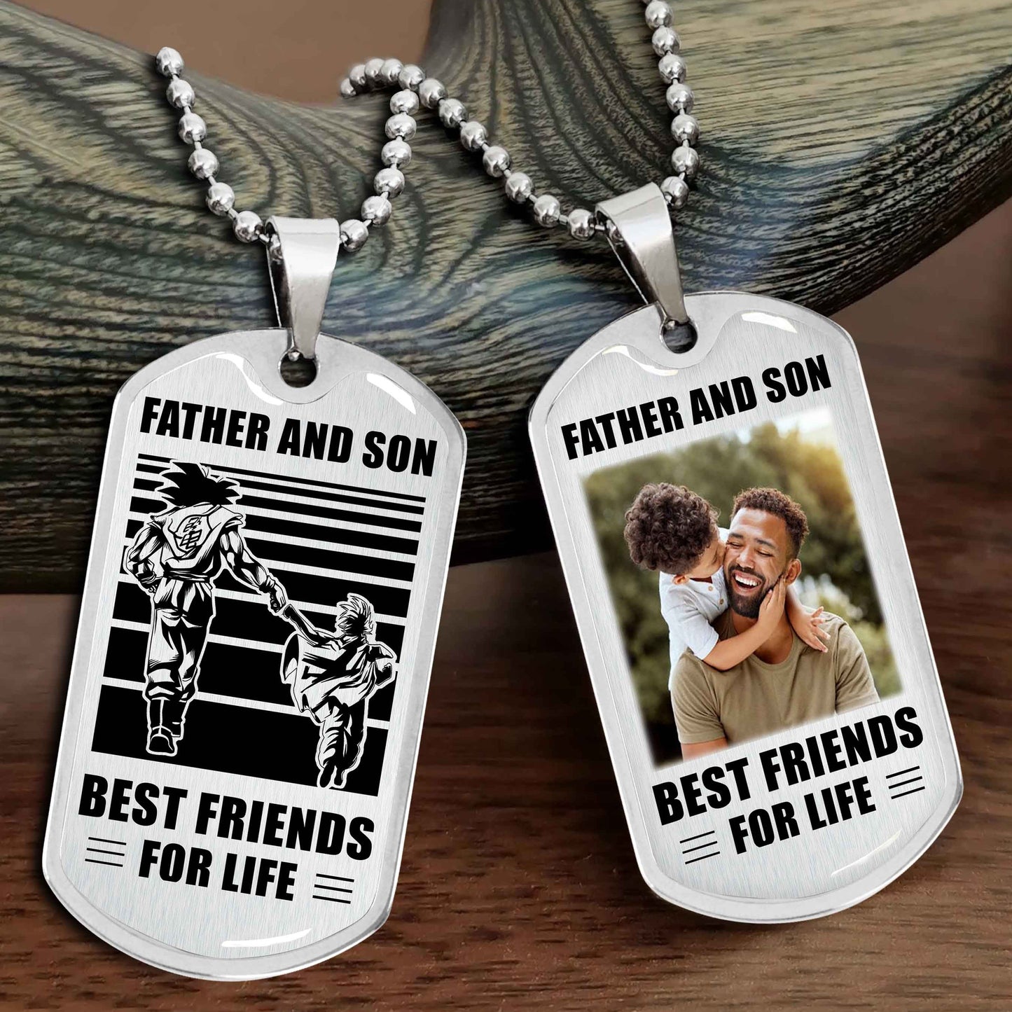 PC-GH Military Chain Silver Plated 18K Gold Plated Father And Son Best Friend For Life Gift For Your Son