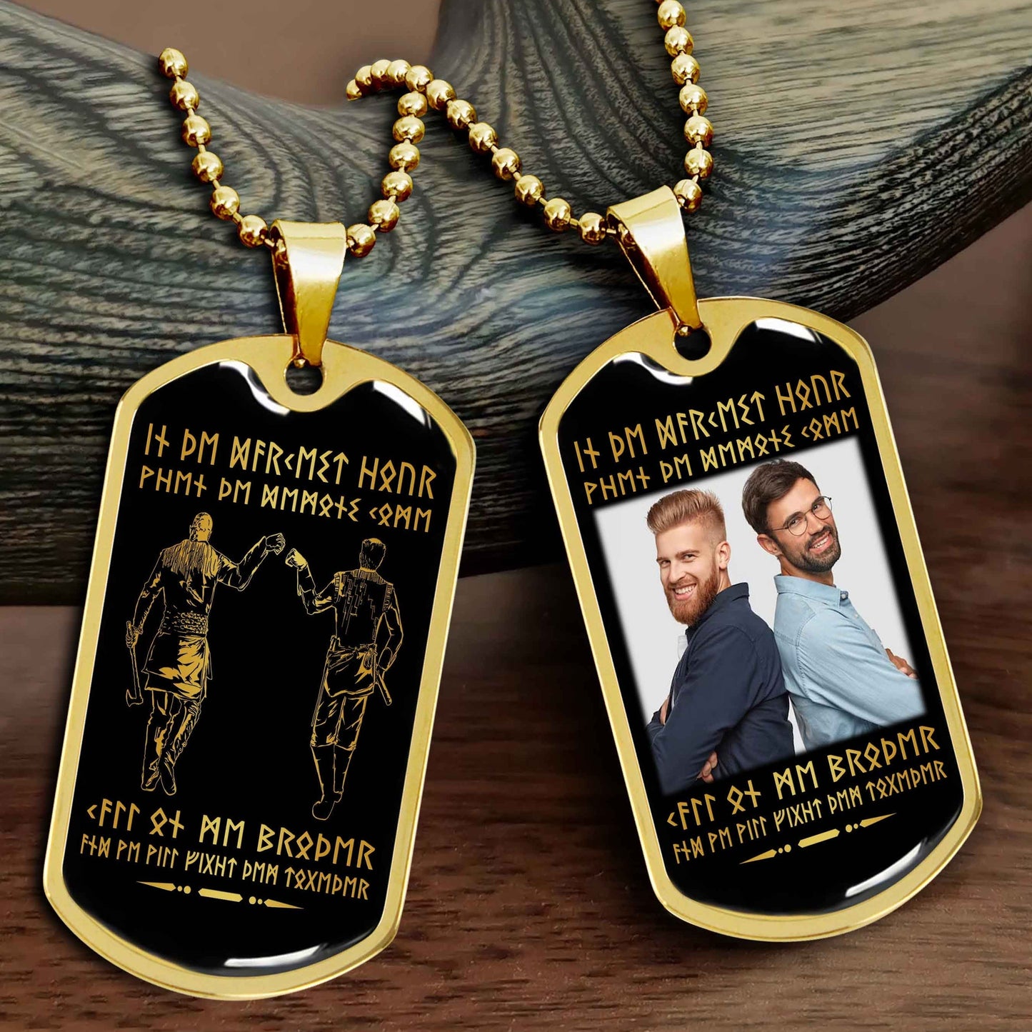 Viking-Military Chain (18K Gold Plated)-gifts from brother, n the darkest hour, When the demons come call on me brother and we will fight them together