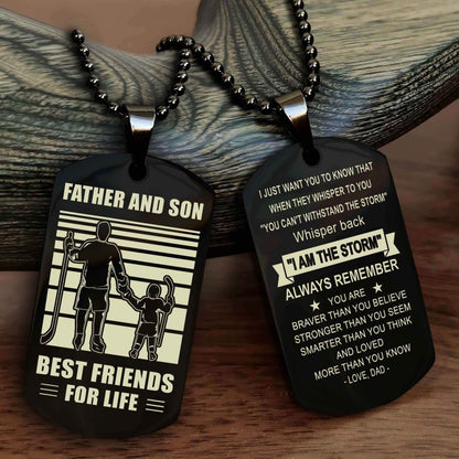 Cowboy Personalized Double Sided Dog Tag To My Son I Love You - Whisper Back I'm The Storm